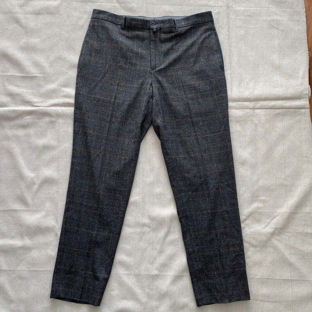 Lardini Men's Plaid Flat Front Trousers